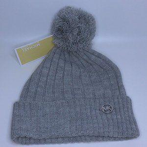 NWT Michael Kors Knit Pom Pom Beanie - Grey